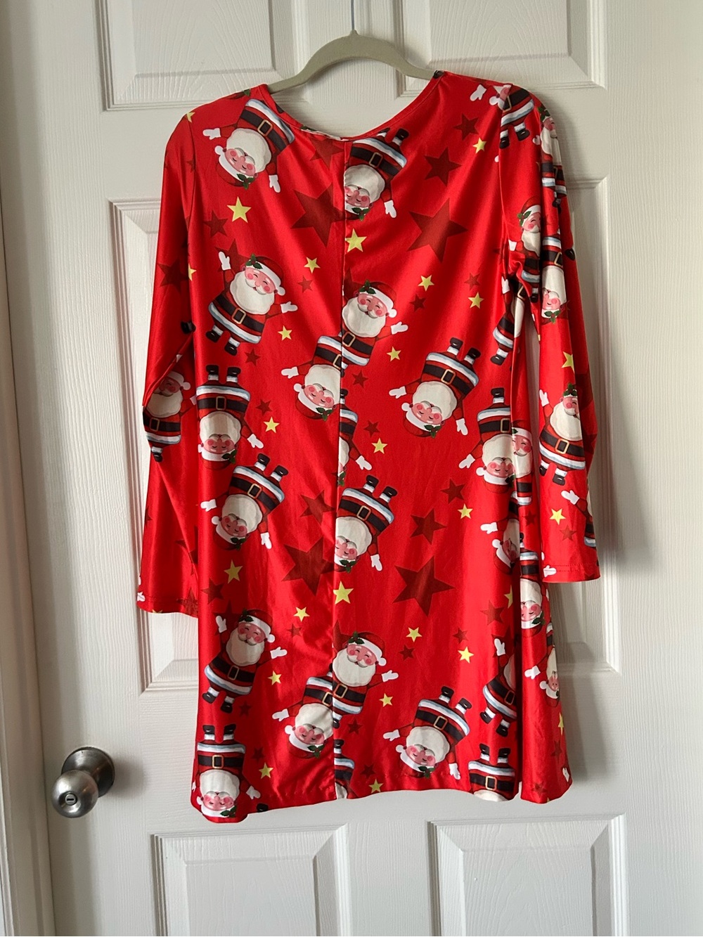 Red Santa Print Holiday Christmas Tunic Long Sleeve - Women's Size M - Picture 3 of 7